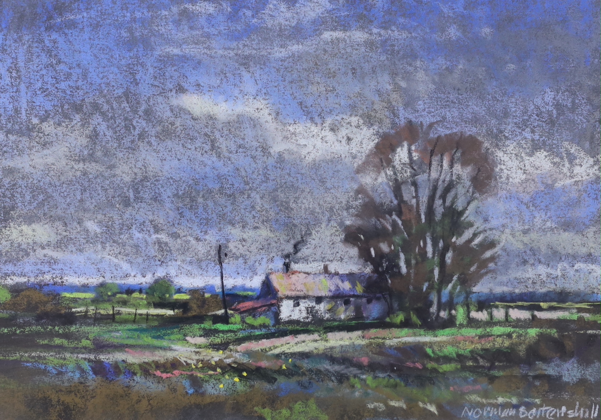 Norman Battershill (b.1922) pastel, 'Elm Tree Cottage', signed, 24 x 17cm